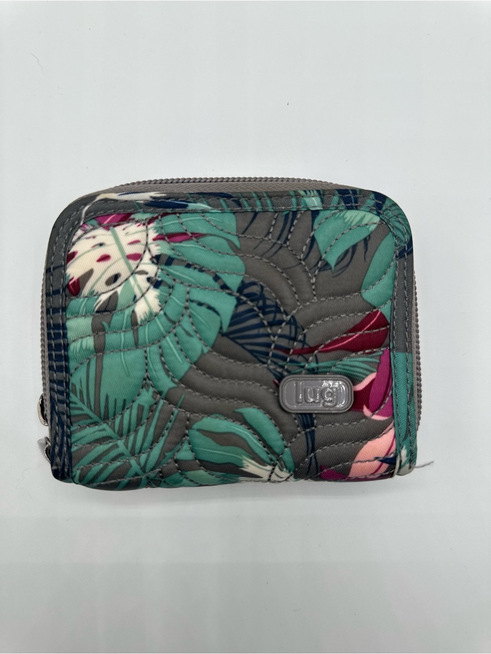 Lug Splits Quilted Botanical Multi Tropical Wallet Multicolor RARE!